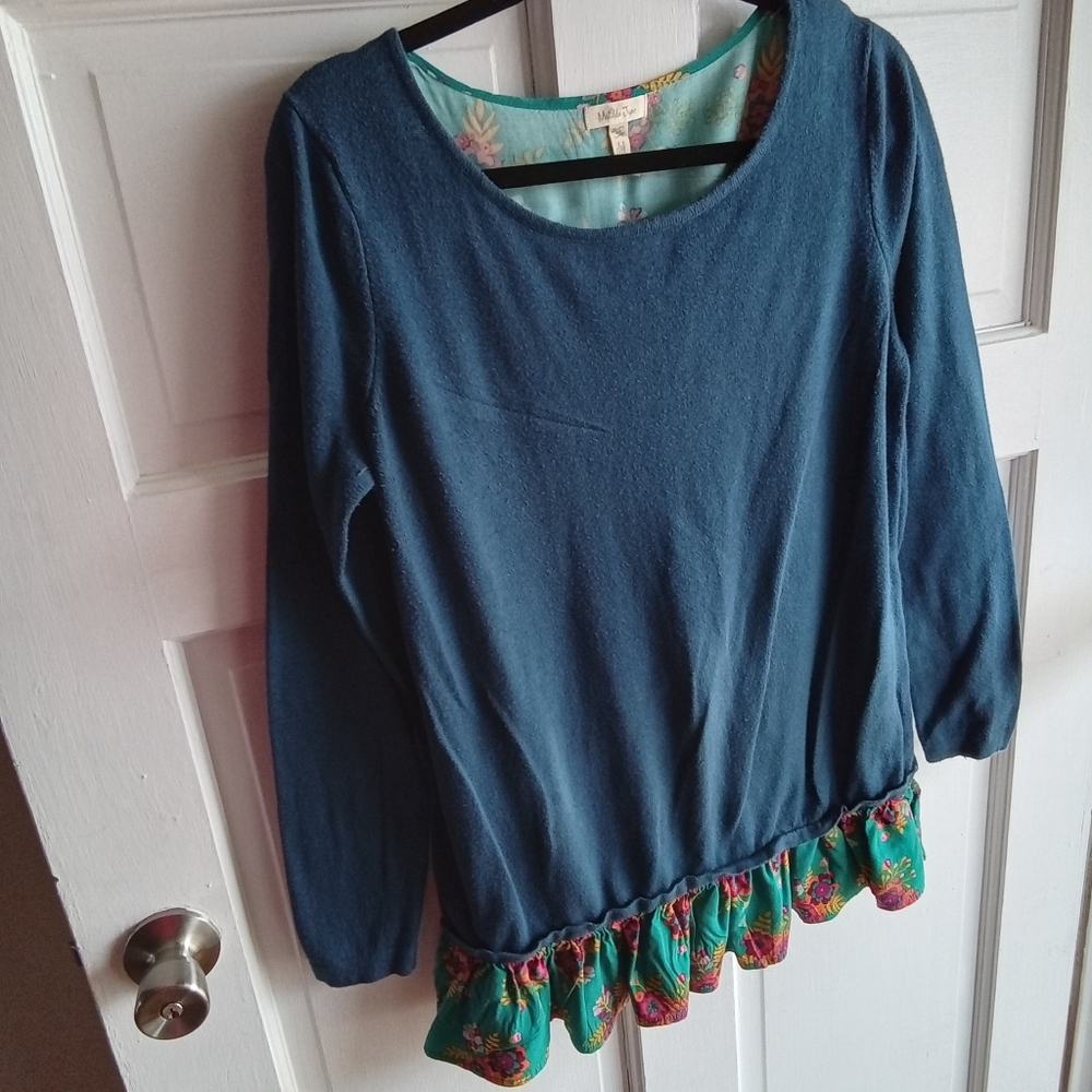 2-$10... Matilda Jane Twist and Shoat size M Sweater Dark Teal Color